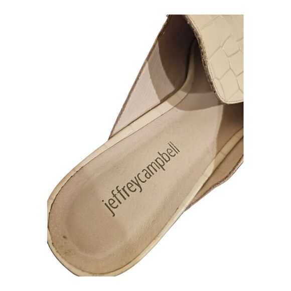 JEFFERY CAMPBELL “Novit” White Leather Croc Pointed Slip-On Mules - Size 8 1/2 - Picture 7 of 8